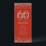 60e fête d'anniversaire Programme Argent Menu Roug<br><div class="desc">Elégant design "Anniversaire du programme" avec confettis de parties scintillant Faux et texte personnalisé.</div>