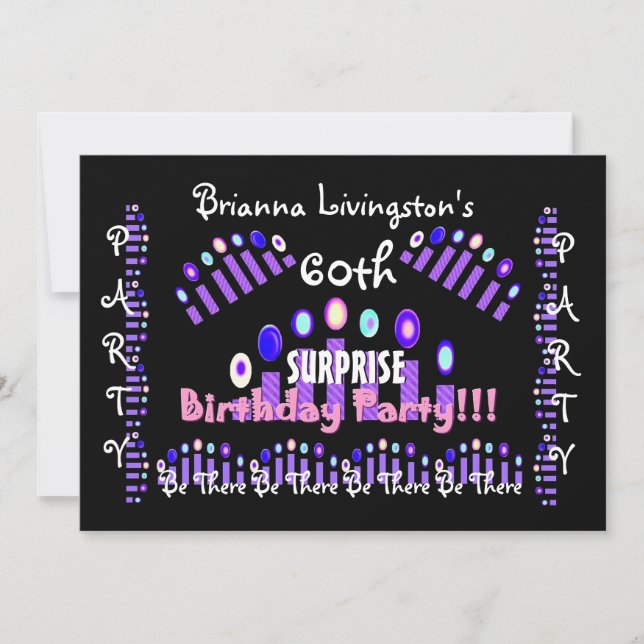 60e Invitation à la fête d'anniversaire SURPRISE (Devant)
