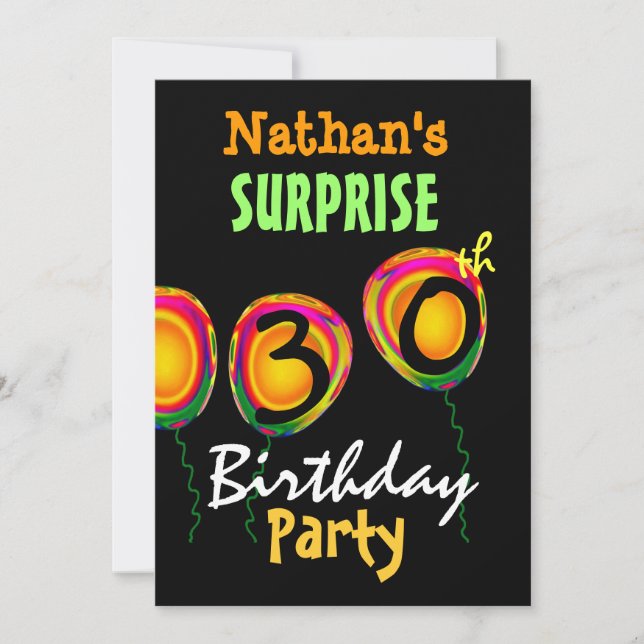 60e Invitation à la fête d'anniversaire SURPRISE (Devant)