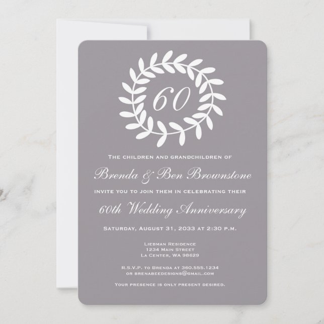 60e Invitation Anniversaire Argent - Laurier (Devant)