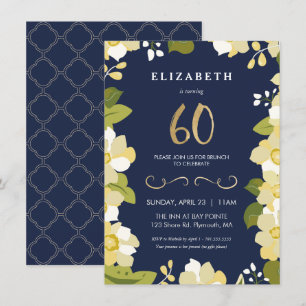 60e Invitation d'anniversaire, Fleurs élégantes av