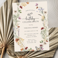 60e Invitation Florale Anniversaire