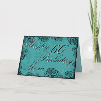 60e Joyeuse carte d'anniversaire - Turquoise Flora