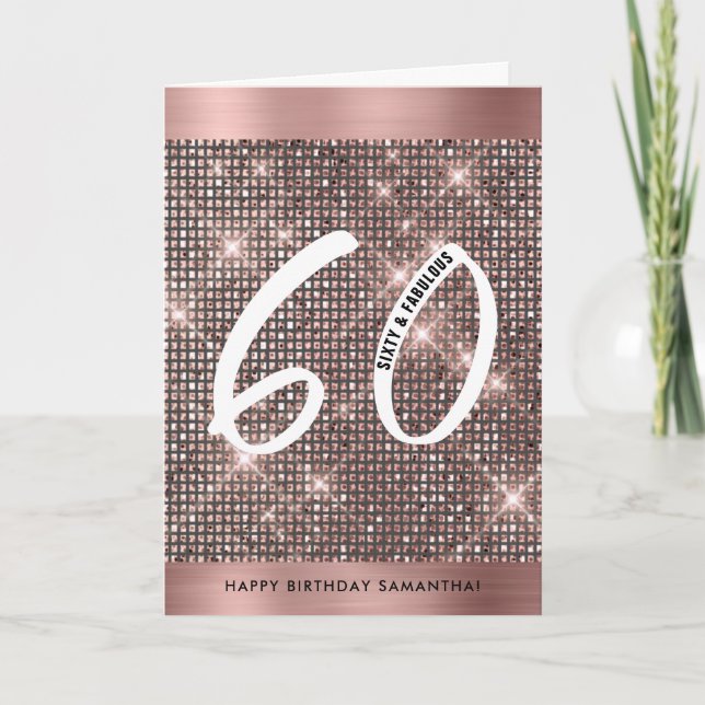 60e Joyeux Anniversaire Carte Chic tendance (Devant)