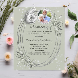 60ème mariage photo diamants sauge invitation vert