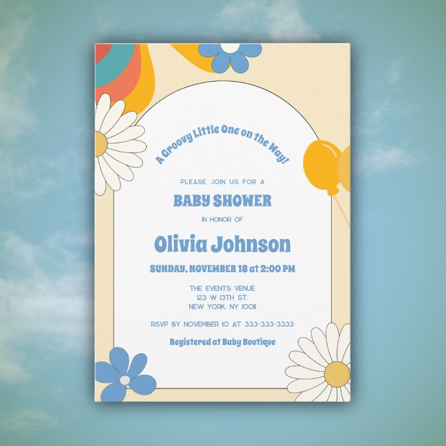 60s Soft Retro Music Invitation Baby shower Super (Créateur téléchargé)