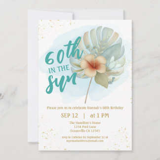 60th In The Sun Summer Birthday Invitation