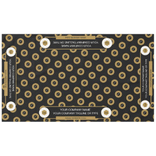 60X104 Salon de Commerce Nappe Logo Or Blanc Noir