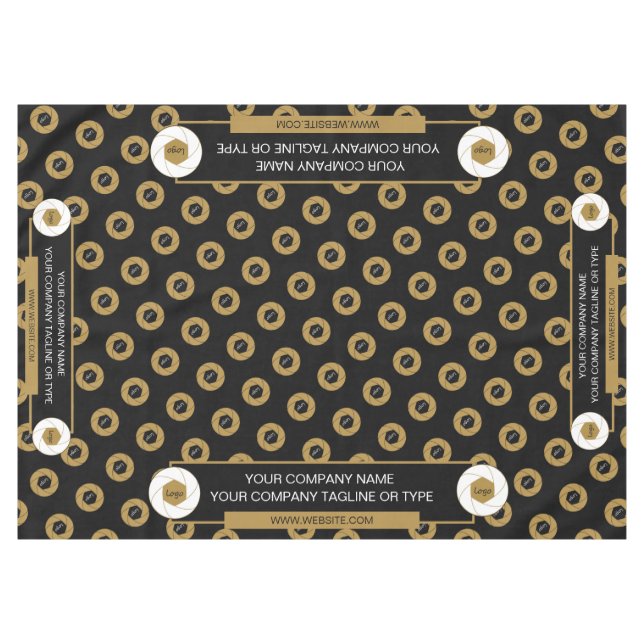 60X84 Salon de Commerce Nappe Logo Or Blanc Noir (Devant (Horizontal))