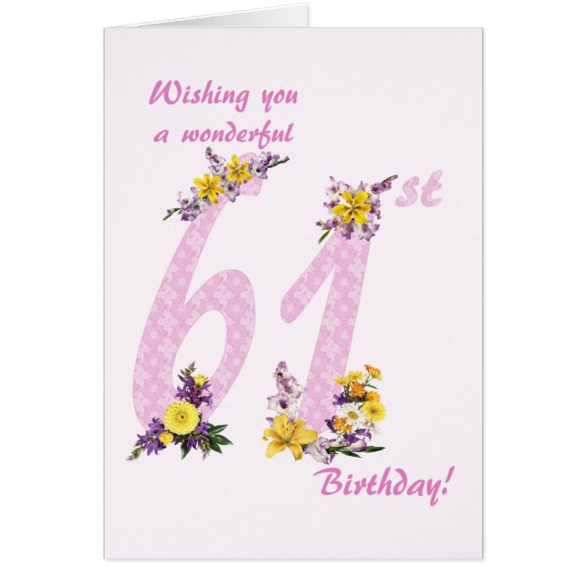 61e anniversaire Fleur Nombre décoré (Devant)