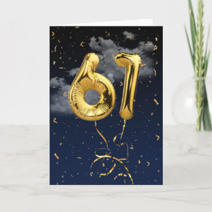 61e Anniversaire Gold Mylar Balloon et carte Confe