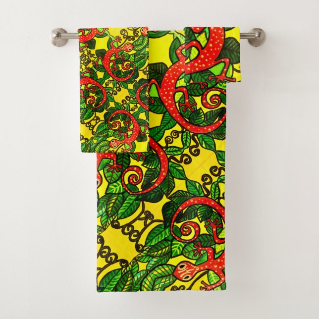 62 Serviettes Rouge Gecko SET (En situation)