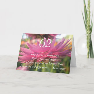 62e Anniversaire Carte de devis papier rose