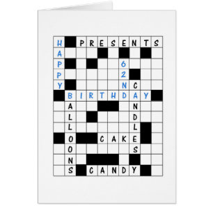 62e anniversaire, Crossword Puzzle carte d'anniver