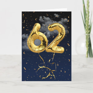 62e Anniversaire Gold Mylar Balloon et carte Confe