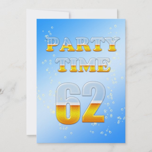 62e anniversaire invitation à la fête avec bière (Devant)