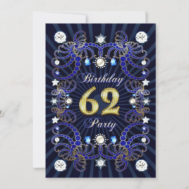 62e anniversaire invitation de fête avec des masse (Devant)