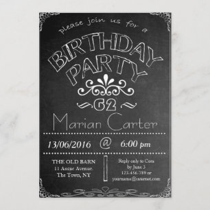 62e Invitation à la fête d'anniversaire de Chalkbo