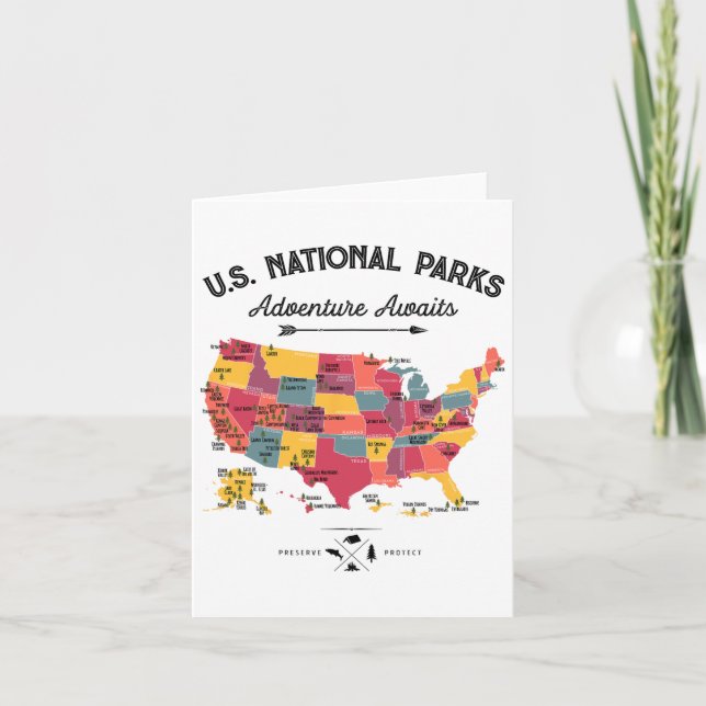 63 Parcs nationaux Carte Us Park Retro Camping Vin (Devant)