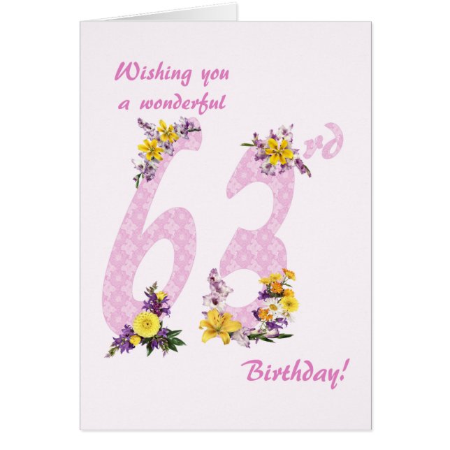 63e anniversaire Fleur numéros décorés (Devant)