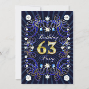63e anniversaire invitation de fête avec des masse