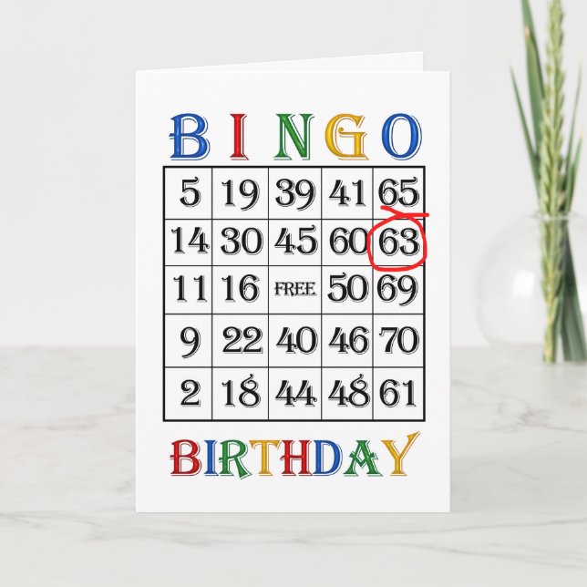 63e carte de bingo d'anniversaire (Devant)