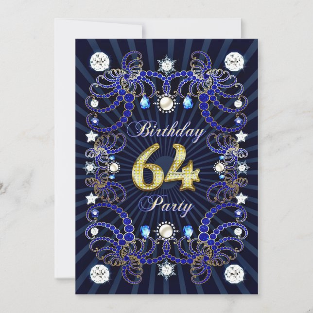 64e anniversaire invitation de fête avec des masse (Devant)