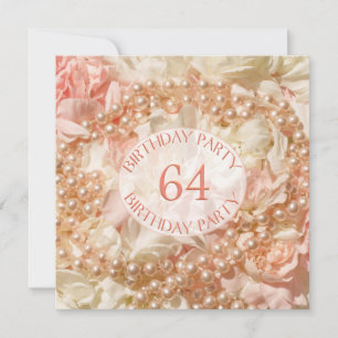 64ème anniversaire invitation de fête avec perles