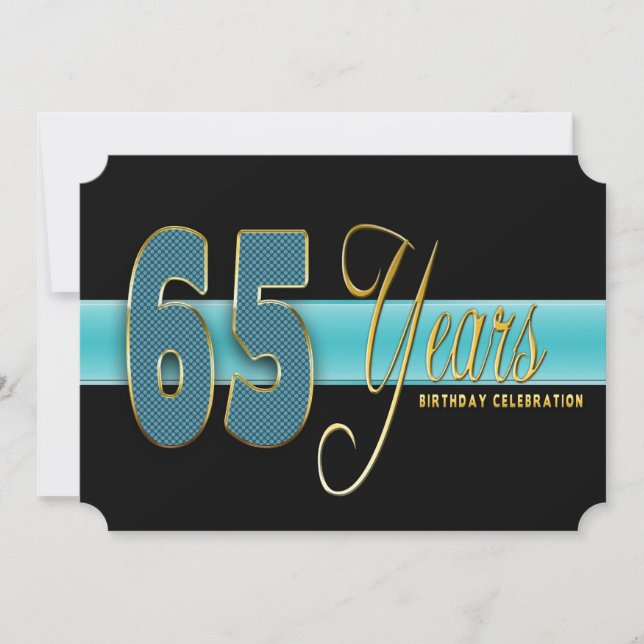 65 ANS ANNIVERSAIRE FÊTE INVITATION AQUA/NOIR (Devant)