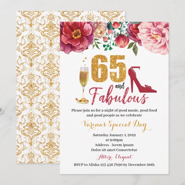 65 et fabuleuse invitation d'anniversaire pour les (Devant / Derrière)