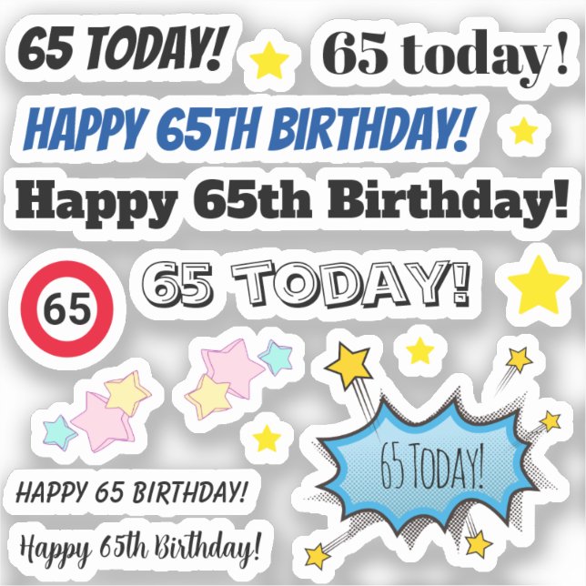 65 et fabuleux Stickers d'anniversaire multiples (Recto)