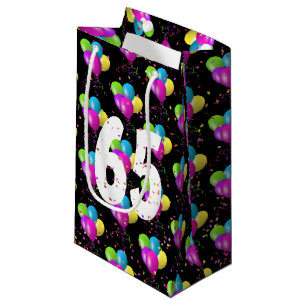 65e Anniversaire Ballons et Petit Sac Cadeau Confe