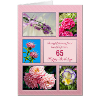 65e anniversaire, belle carte de fleurs