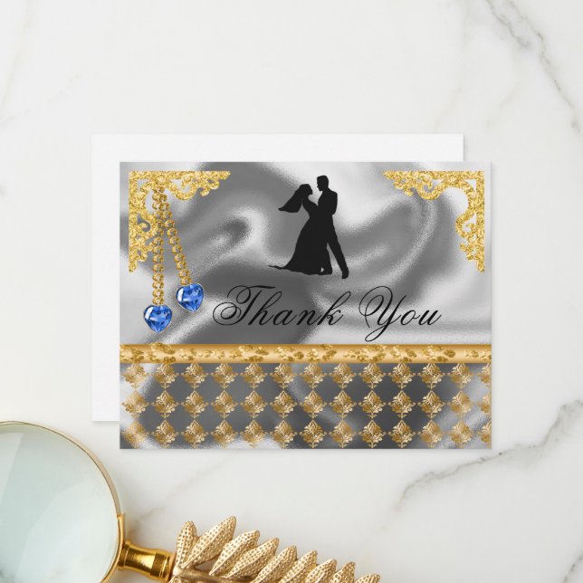 65e Anniversaire Bleu Coeurs Gem, Merci (Devant/Arrière en situation)