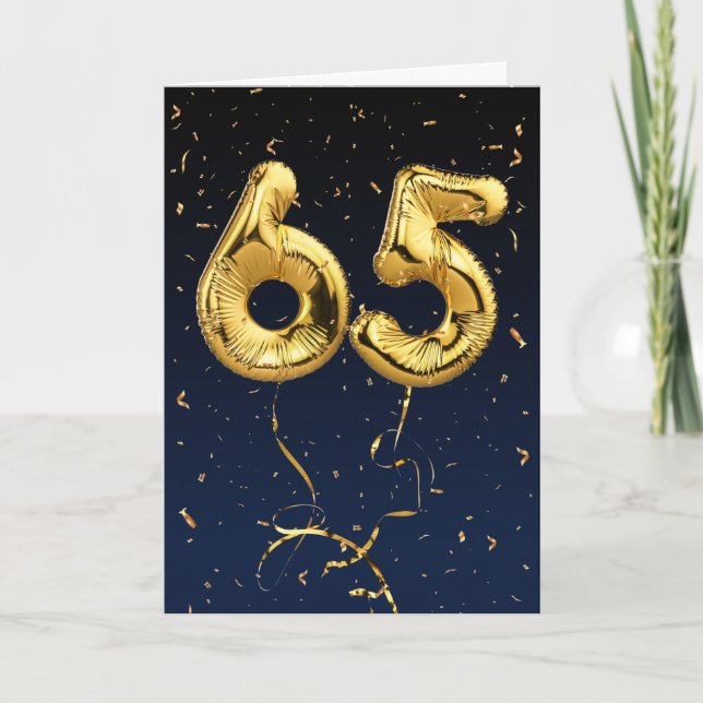 65e Anniversaire Gold Mylar Balloon et carte Confe (Devant)