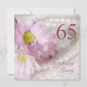 65e anniversaire invitation de fête avec marguerit