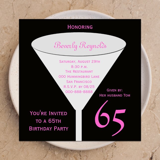 65e anniversaire Invitation fête 65e toast (Créateur téléchargé)