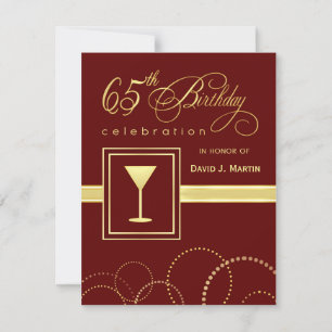65e anniversaire Invitations - Bourgogne et or