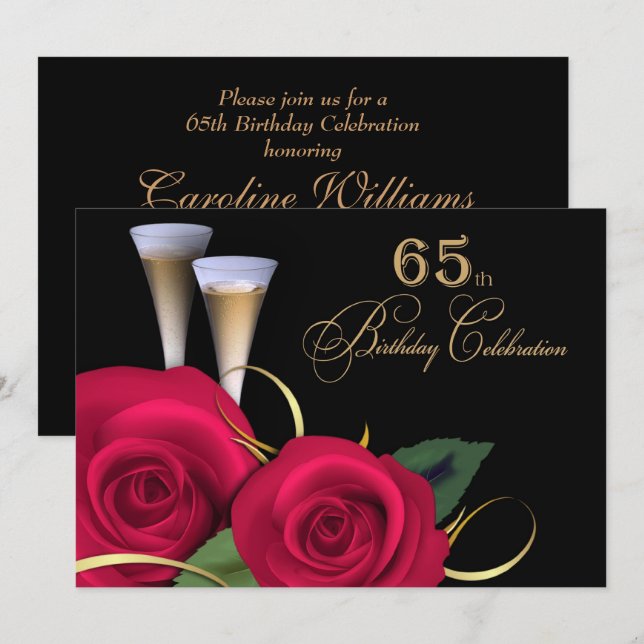 65e anniversaire Invitations personnalisées (Devant / Derrière)