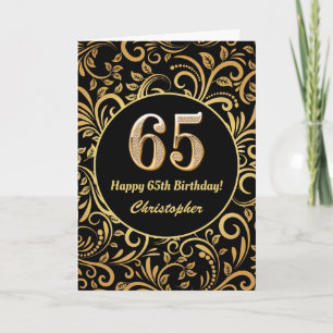 65e anniversaire Modèle floral noir et or
