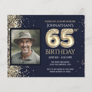 65e anniversaire Photo Gold Ballons feuille papier