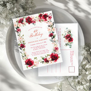 65e anniversaire Red Rose Peony Invitation