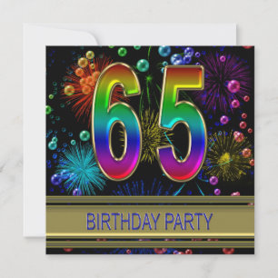 65e fête d'anniversaire Invitation avec bulles