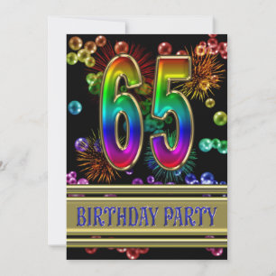 65e fête d'anniversaire Invitation avec bulles