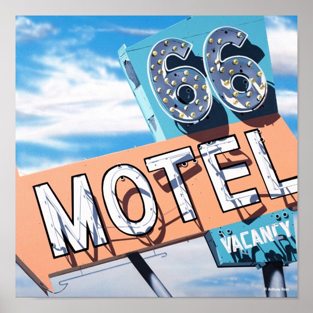 66 Motel on Historic Route 66 Poster (Devant)