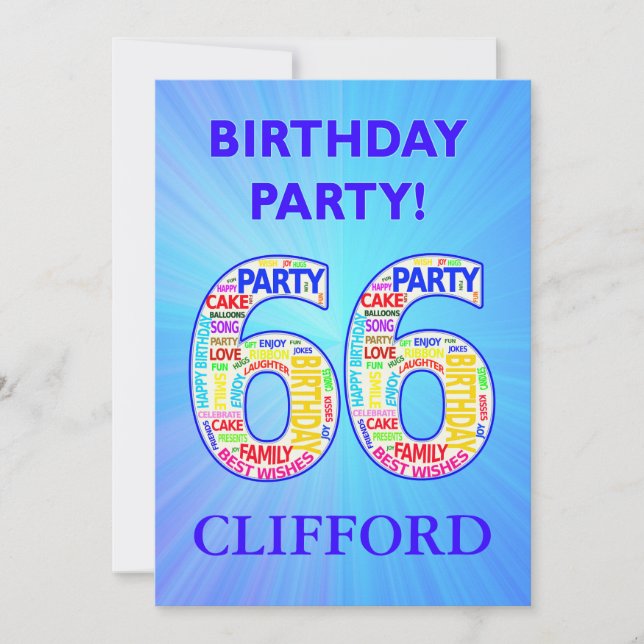 66e anniversaire Invitation de fête Ajouter un nom (Devant)