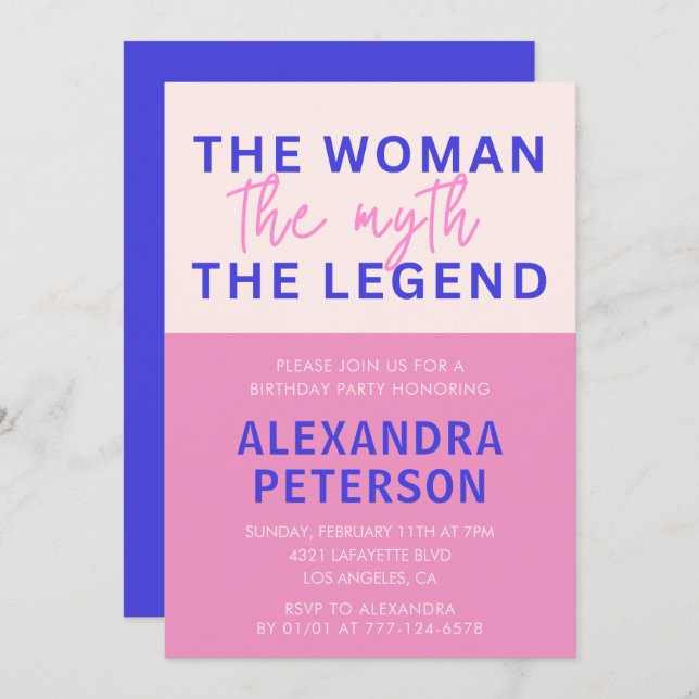 66e anniversaire invitations Humour Femme Mythe Lé (Devant / Derrière)