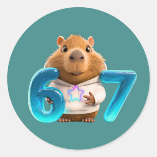 67 Capy – Autocollant Rond Capybara Mignon Édition