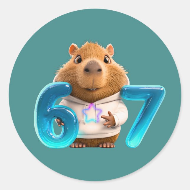 67 Capy – Autocollant Rond Capybara Mignon Édition (Devant)