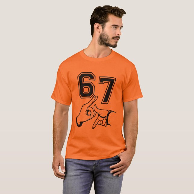 67 Hand Gesture Graphic T-Shirt Urban Casual Style (Devant entier)